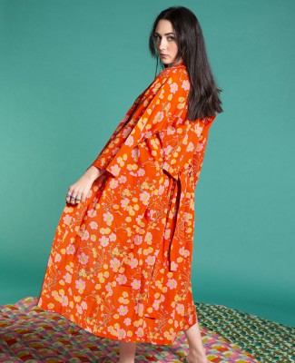 LONG DRESSING GOWN - Blossom Orange - LONG 026