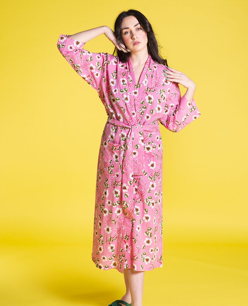 LONG DRESSING GOWN - Blossom Pink - LONG 027