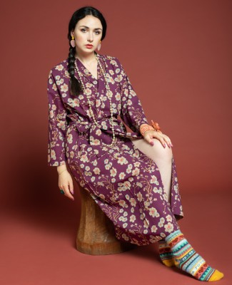 LONG DRESSING GOWN - Blossom Fig - LONG 034