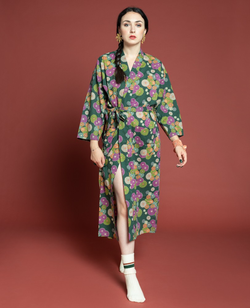 LONG DRESSING GOWN - Mellow Green - LONG 041