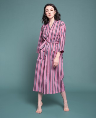 LONG DRESSING GOWN - Margate Pink - LONG 049