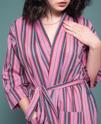 LONG DRESSING GOWN - Margate Pink - LONG 049