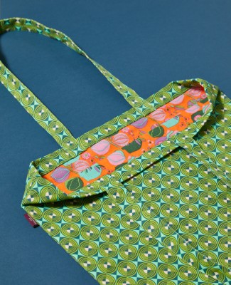 BIG TOTE BAG - Ziggy Green (lining bloom orange) - BIGTOTE 006