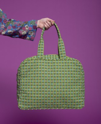 SAC WEEK END EN TOILE - Ziggy Green (lining bloom orange) - WEBAG 004