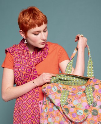 SAC WEEK END EN TOILE - Bloom Orange (lining margate green) - WEBAG 005