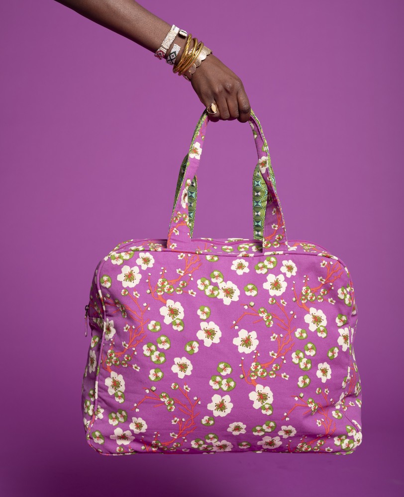 SAC WEEK END EN TOILE - Blossom Purple (lining bloom orange) - WEBAG 006