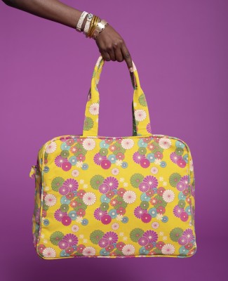 WEEK END BAG CANVAS - Mellow Gold (lining blossom purple) - WEBAG 007