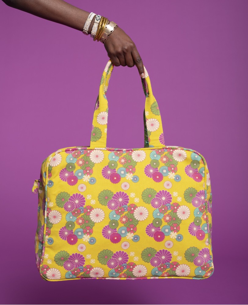 SAC WEEK END EN TOILE - Mellow Gold (lining blossom purple) - WEBAG 007