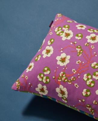 CUSHION RECT. - Bi-face Margate Green / Blossom Purple - COU S 004