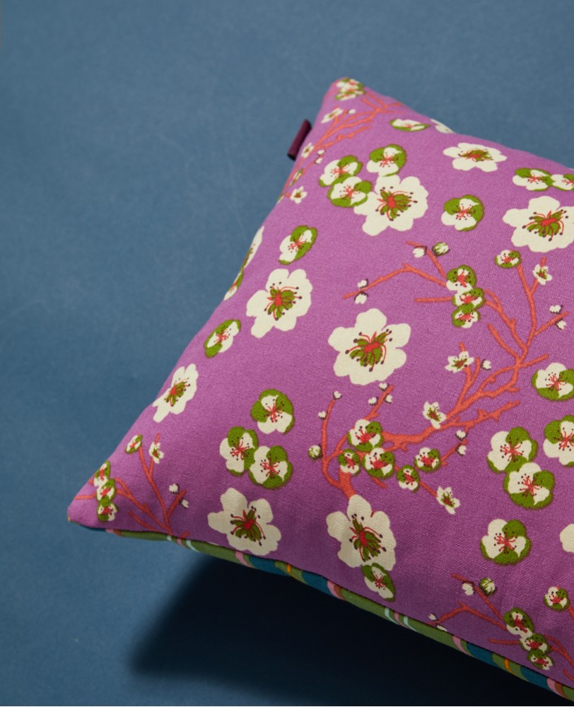 CUSHION RECT. - Bi-face Margate Green / Blossom Purple - COU S 004