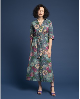 ROBE BARI LONGUE (Taille 2) - Cosmos Teal - BARIL 022