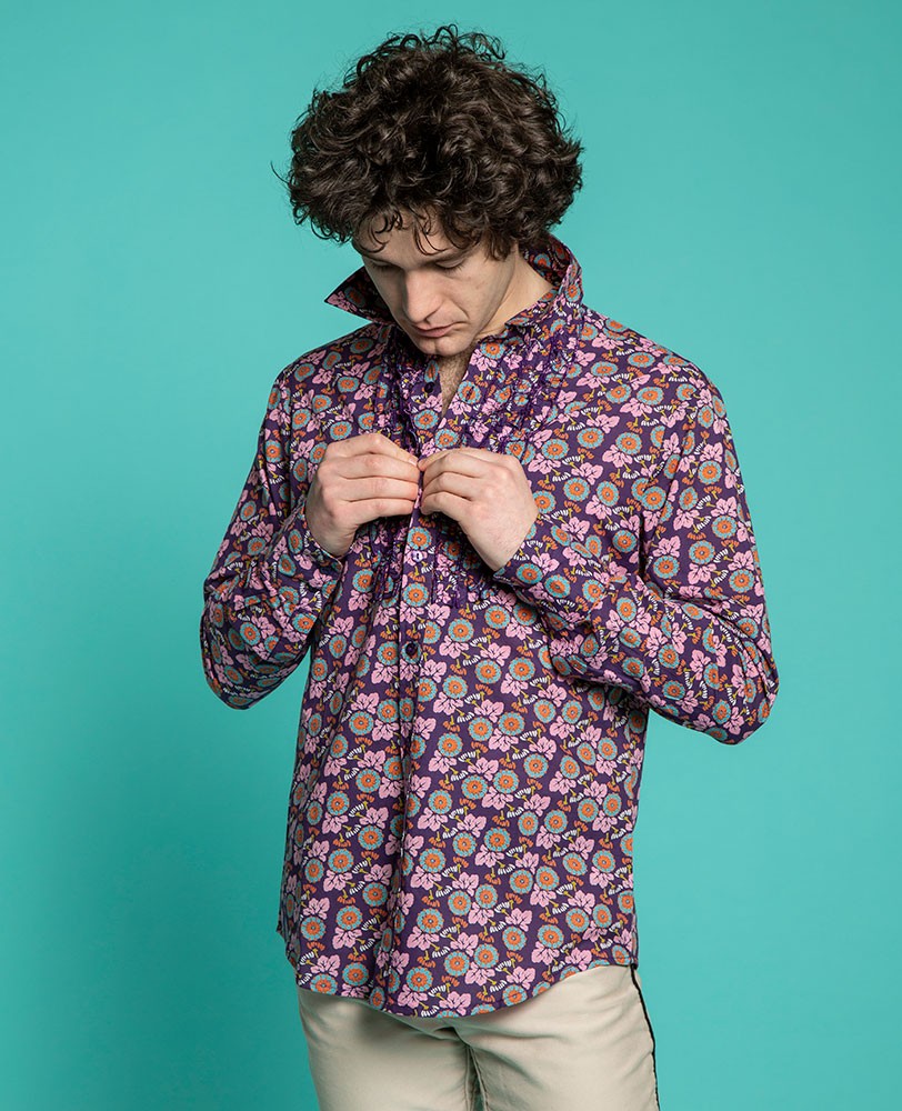 SHIRT WITH RUFFLES - Oak Purple (M)